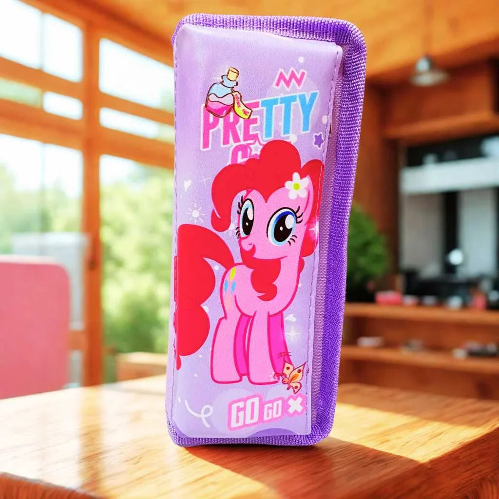 Cute Cartoon Pink Pony Style Pencil Pouch - The Perfect School Pouch for Kids