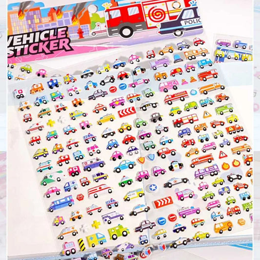 3D Car, Bus Vehicle Puffy Sticker Sheets for Kids