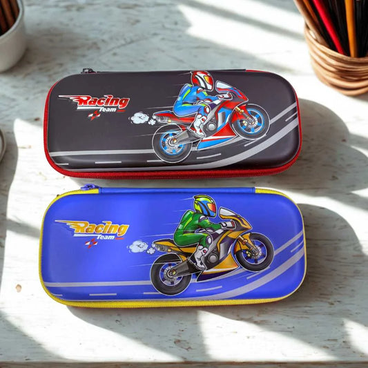 3D EVA Embossed Cartoon Bike Pencil Case