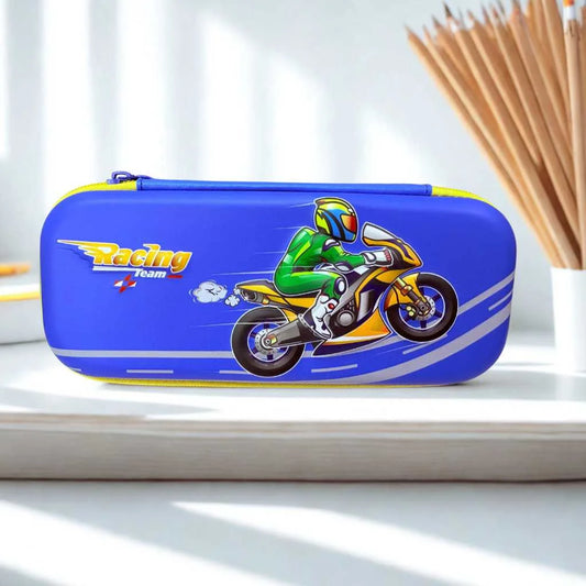 3D EVA Embossed Cartoon Bike Pencil Case