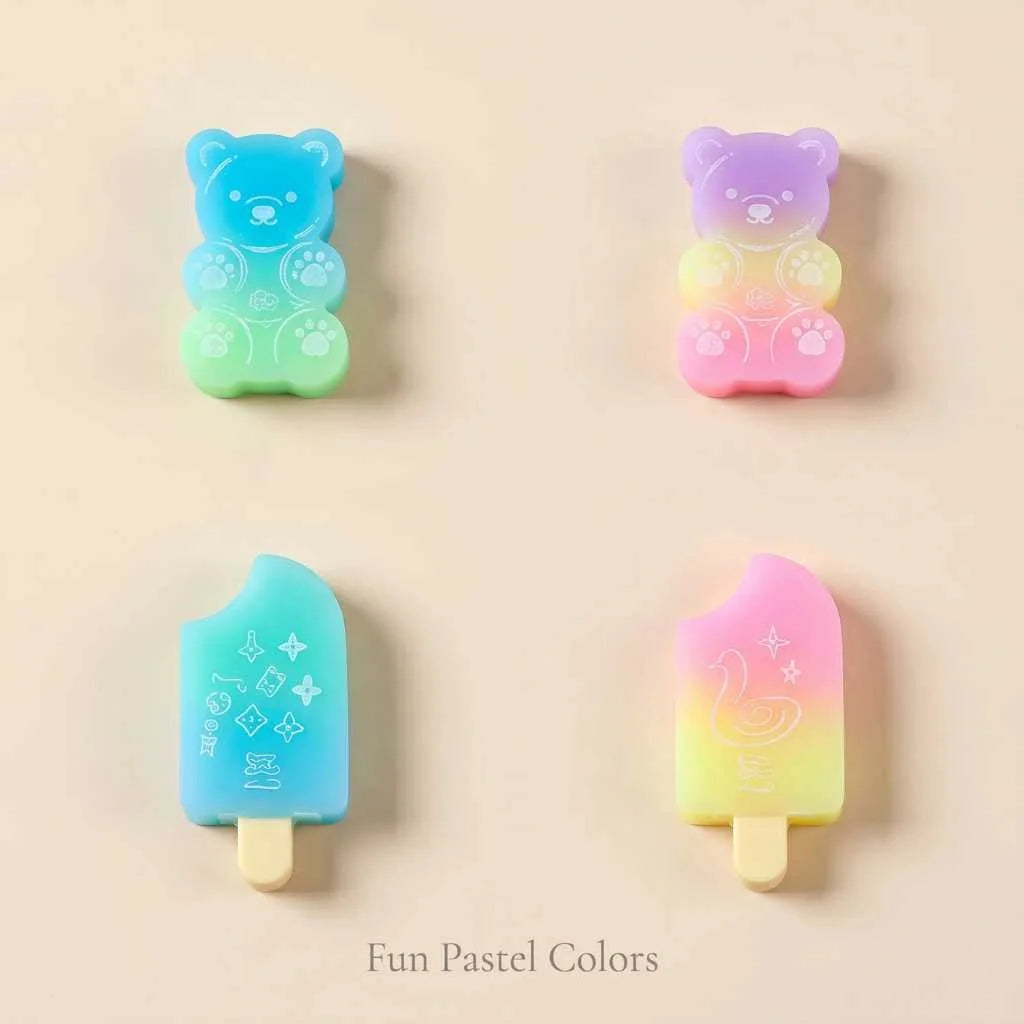Adorable Bear Popsicle Eraser Set - Cute Kawaii Erasers | DODKart