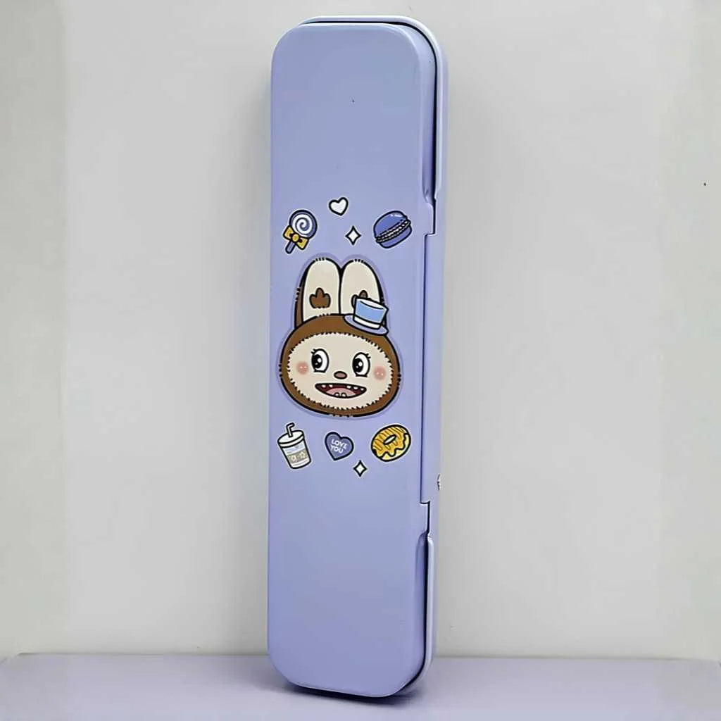 Adorable Rabbit Face Metal Pencil Box - Durable Kids Stationery Case