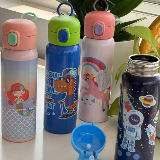 Cartoon Print Stainless Steel Sipper Bottle 750ml