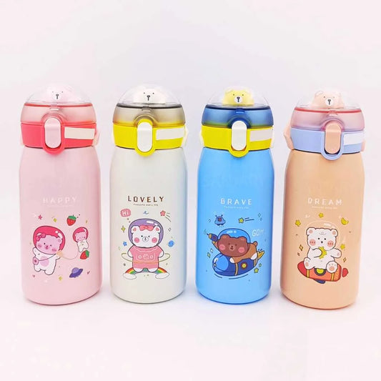 Cute Bear Theme Insulated Steel Water Bottle 530ml