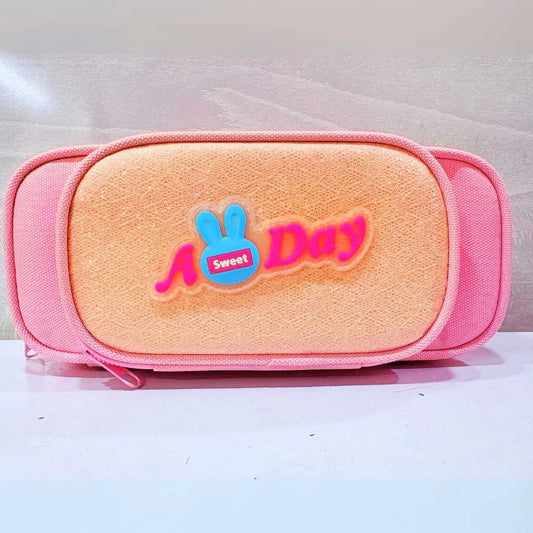 Cute Bunny Print Glitter Zipper Pencil Pouch