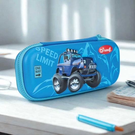 Cute Cartoon Jeep Embossed 3D EVA Pencil Case