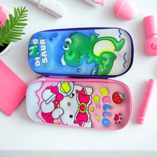 Cute Hello Kitty and Dinosaur 3D Pencil Case