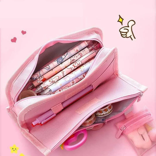 Cute Multi Layer Pencil Pouch with Mini Pocket