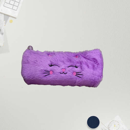 Cute Plush Cat Pencil Pouch for Kids | Ultra-Soft & Spacious