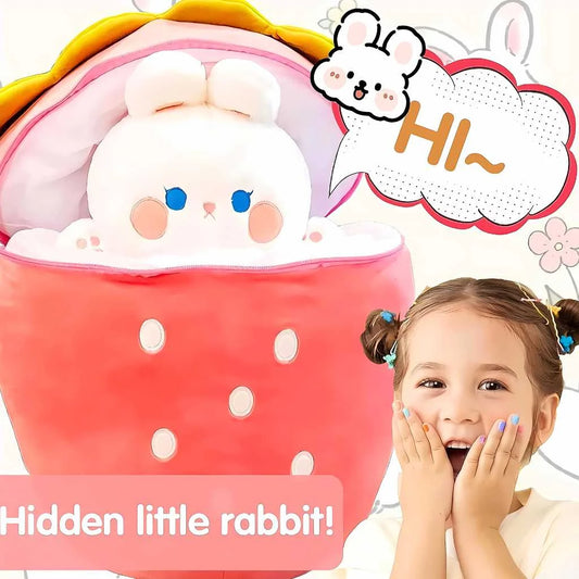 Cute Reversible Rabbit Soft Toy Plush Pillow