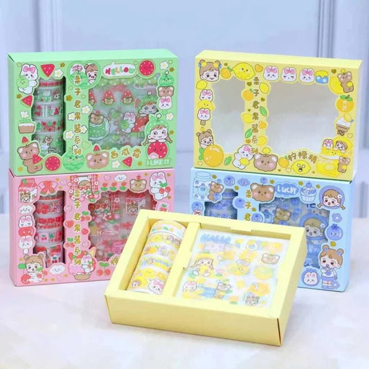Cute Washi Tape Set with Cartoon Stickers for Kids