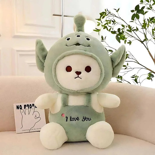 Green Alien Cute Teddy Bear with Cap