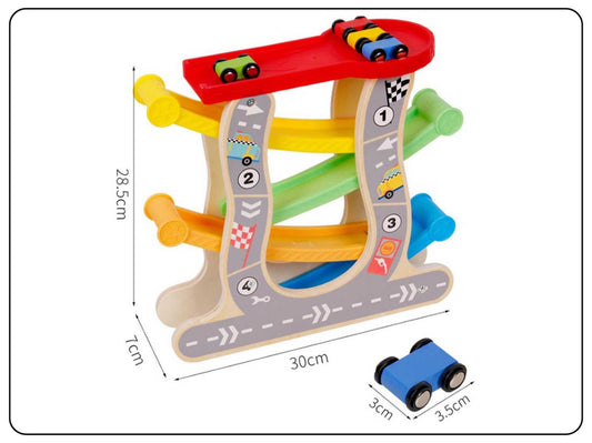 Inertia-Powered Wooden Car Educational Toy