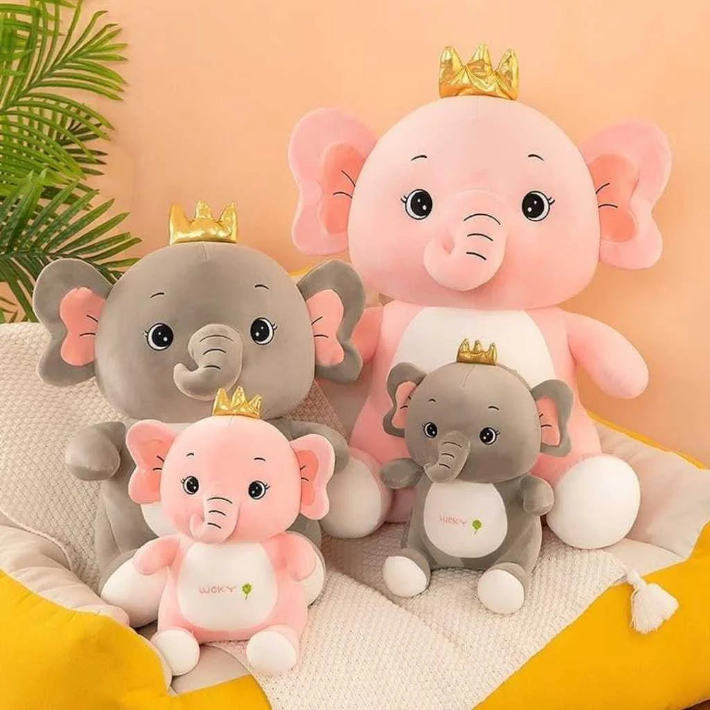 Large Elephant Soft Toy 50cm Royal Crown Premium Plushie