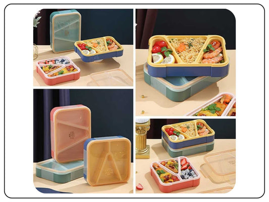 Lunch Box with 3 Compartments and Fork