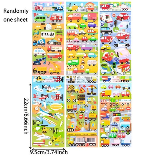 Vehicle Transportation Fluffy Car Sticker Set of 4