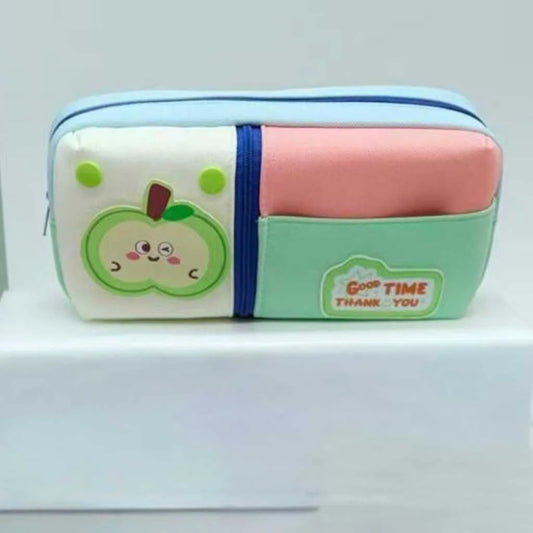 Vibrant Cartoon Apple Colorful Pouch | Cute & Durable Stationery Case for Kids