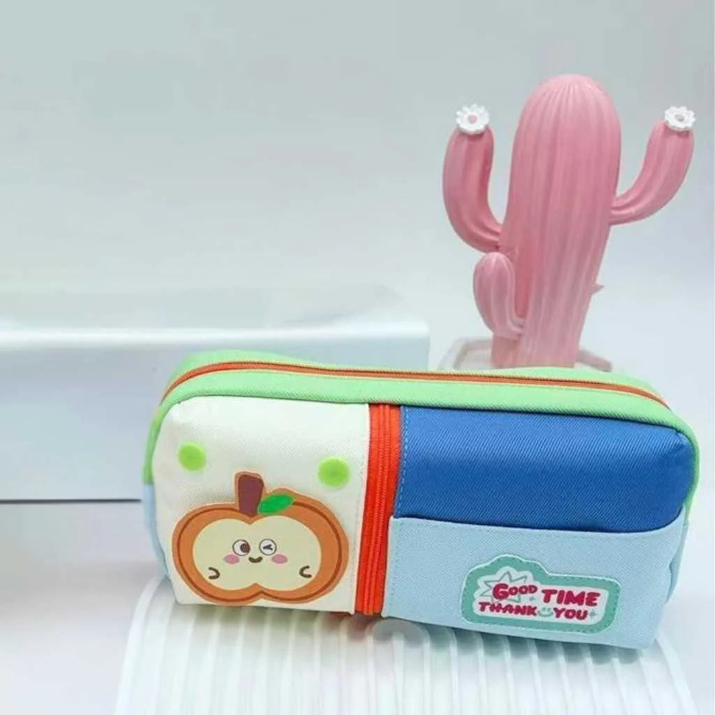 Vibrant Cartoon Apple Colorful Pouch | Cute & Durable Stationery Case for Kids