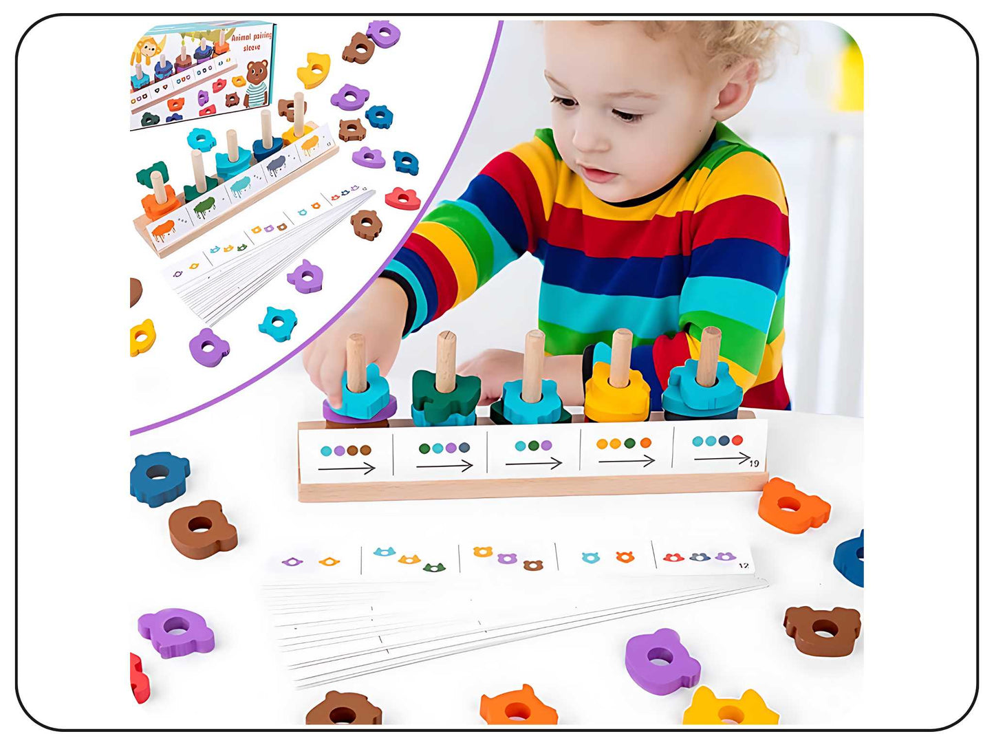 Wooden Animal Pairing Sleeve Educational Toys
