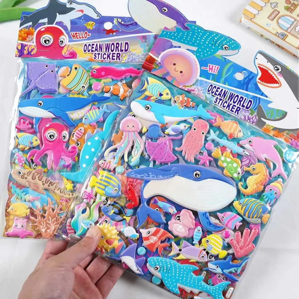 Vehicle, Dinosaur and Fish Stickers - 3D Puffy Sticker for Kids