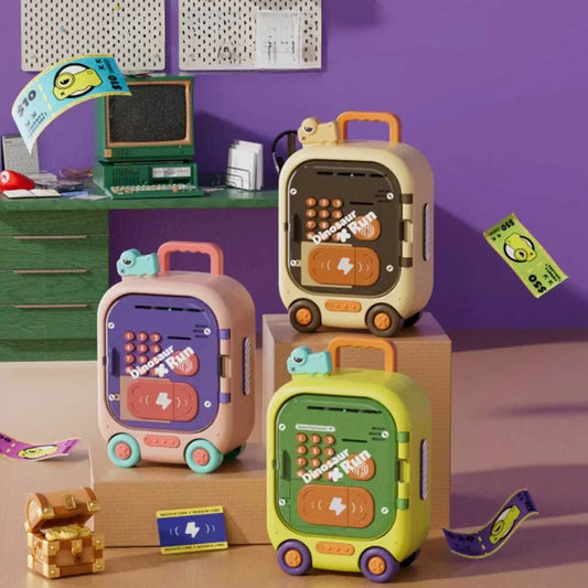 Cute Dinosaur Piggy Bank for Kids with Lock - Smart ATM Money Bank