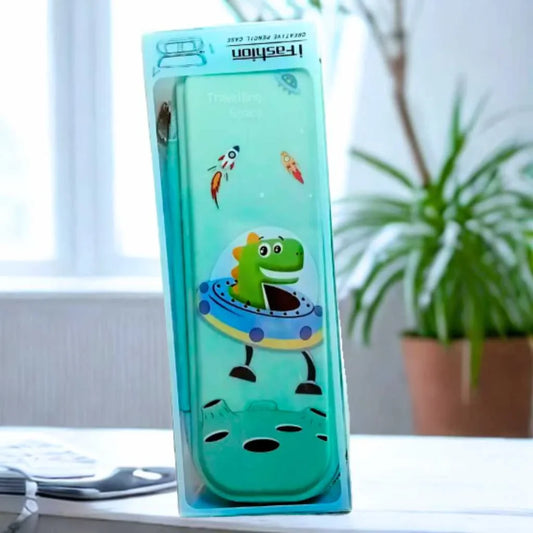 Cute Space Dinosaur Theme Pencil Case – Perfect for Indian School Kids
