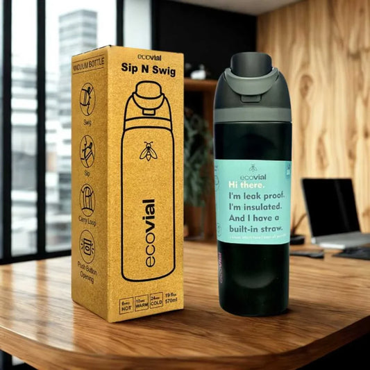 Ecovial Vacuum Sip n Swig Sipper Bottle 570ml – The Smart Bottle for School, Office &amp; Home