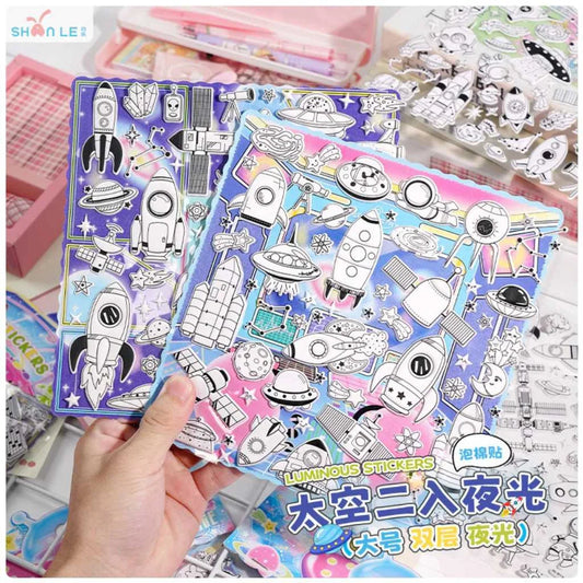Glow in The Dark Space Radium Stickers for Kids