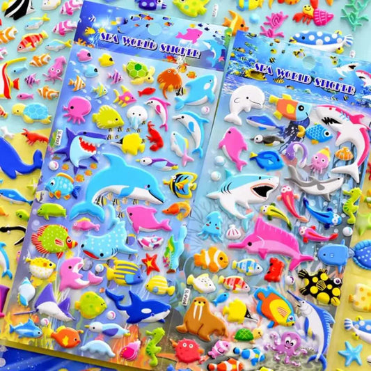 Ocean Vibes Sea World Fluffy Fish Stickers Set of 4