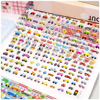 3D Car, Bus Vehicle Puffy Sticker Sheets for Kids
