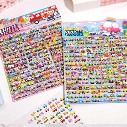 3D Car, Bus Vehicle Puffy Sticker Sheets for Kids