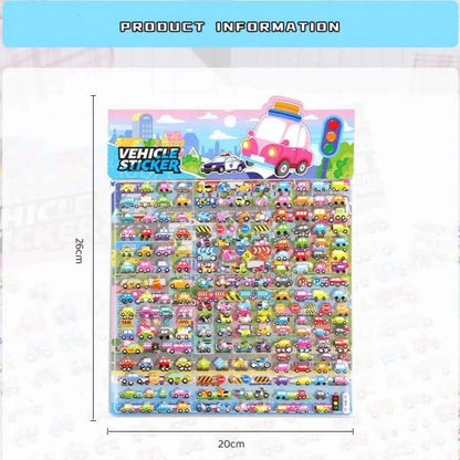 3D Car, Bus Vehicle Puffy Sticker Sheets for Kids