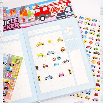 3D Car, Bus Vehicle Puffy Sticker Sheets for Kids