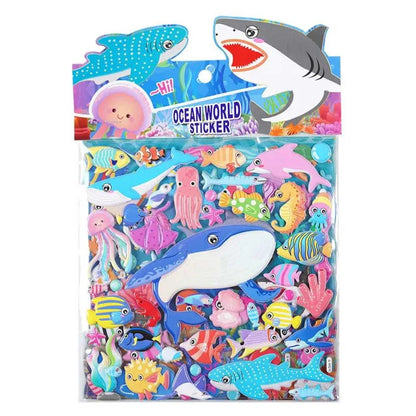 3D Educational Puffy Vehicle, Dinosaur and Fish Stickers