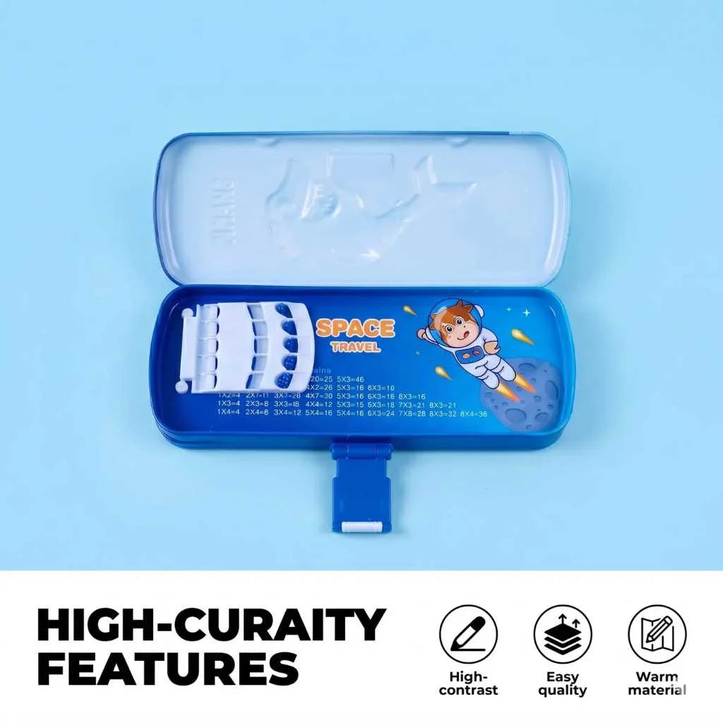 3D Embossed Shark Metal Pencil Box - Durable Compass Case