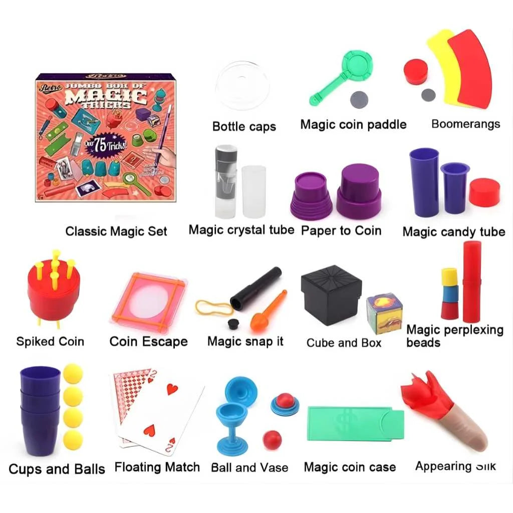 75 Jumbo Box of Magic Kit Tricks for Boys and Girls
