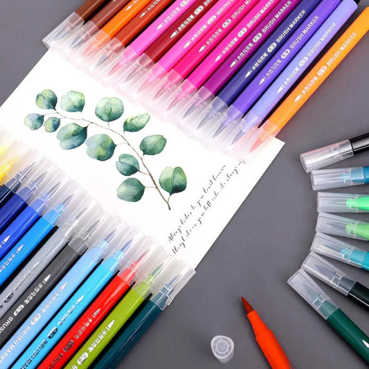 Vibrant Art 48 Color Brush Tip Markers for Kids