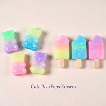 Adorable Bear Popsicle Eraser Set - Cute Kawaii Erasers | DODKart