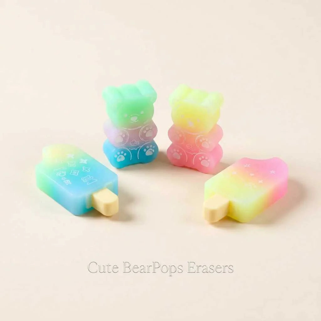 Adorable Bear Popsicle Eraser Set - Cute Kawaii Erasers | DODKart