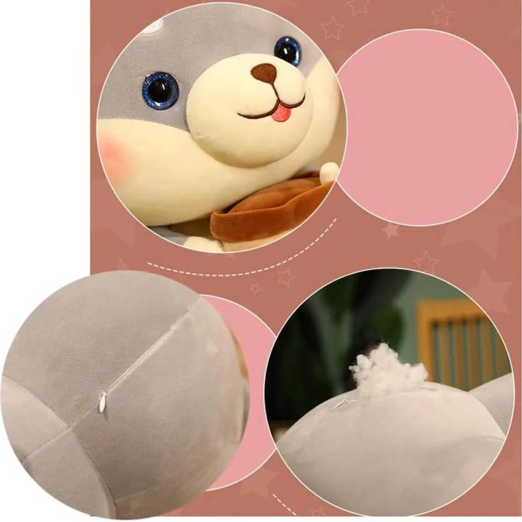 Adorable Plush Shiba Inu Dog Soft Toy with Coffee