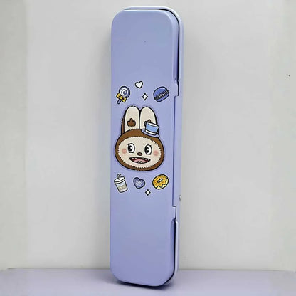 Adorable Rabbit Face Metal Pencil Box - Durable Kids Stationery Case
