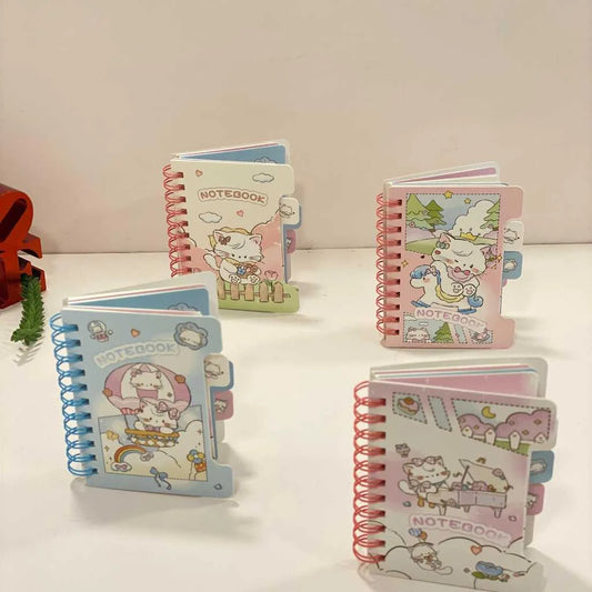 Aesthetic Kawaii Mini Spiral Notebook with Tabs - Perfect for School & Gifts