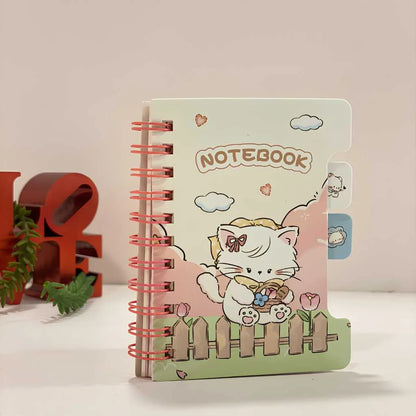 Aesthetic Kawaii Mini Spiral Notebook with Tabs - Perfect for School & Gifts