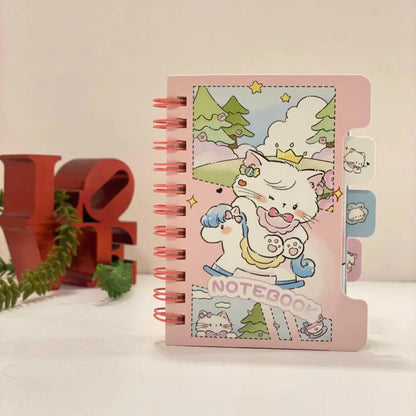 Aesthetic Kawaii Mini Spiral Notebook with Tabs - Perfect for School & Gifts