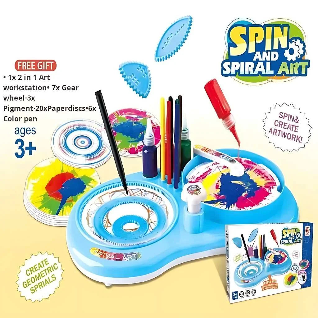 Amzing 2 in 1 Spin and Spiral Art Kit for Kids