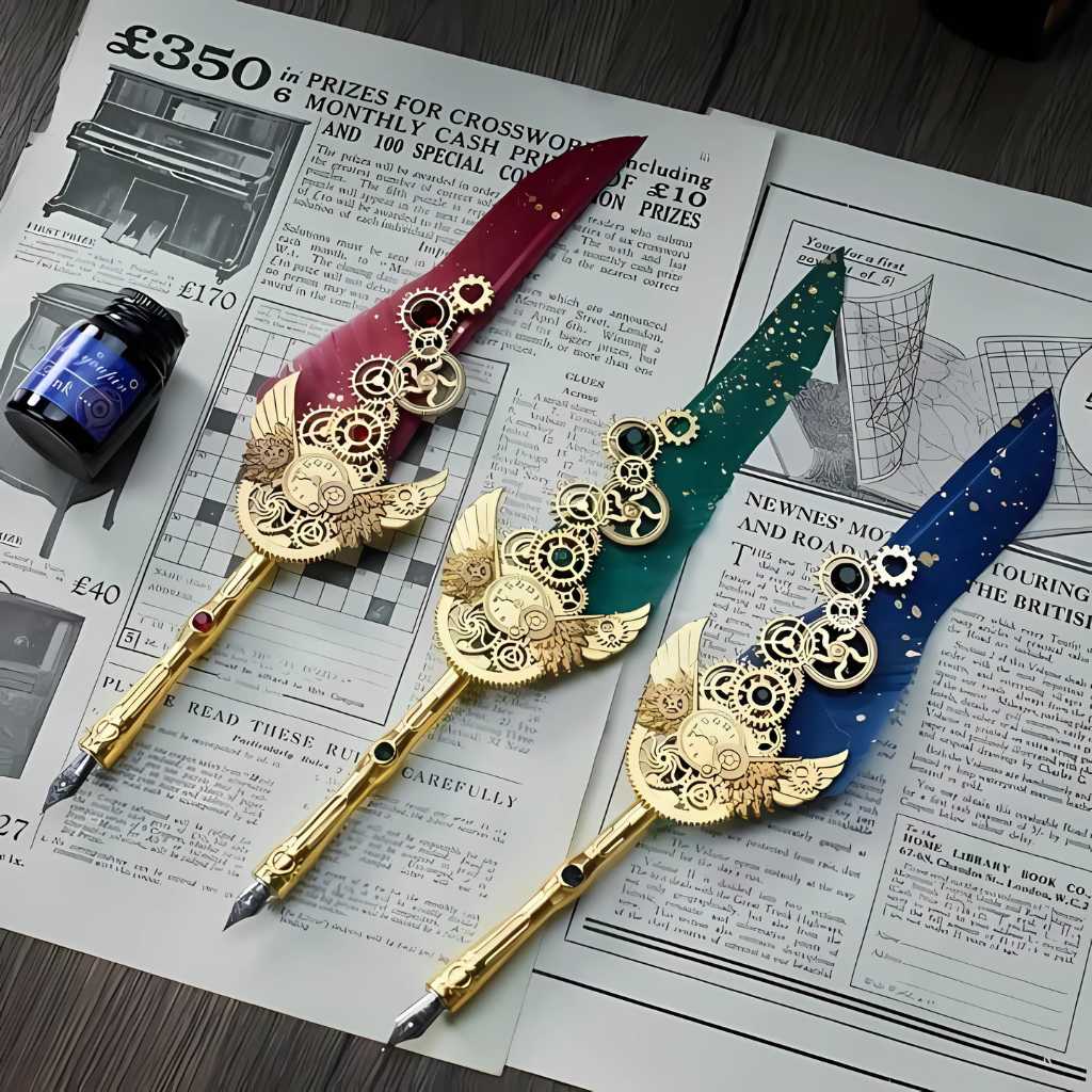 antique calligraphy feather pen set vasco da gama 