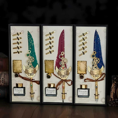 antique calligraphy feather pen set vasco da gama 