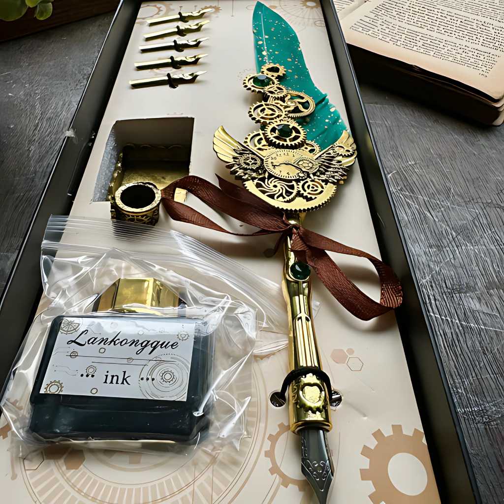 antique calligraphy feather pen set vasco da gama 