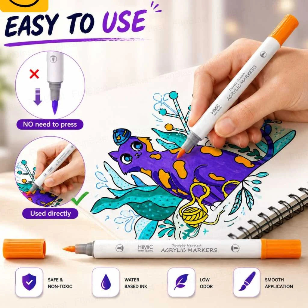 Buy Premium 48 Colors Acrylic Marker Set for Kids