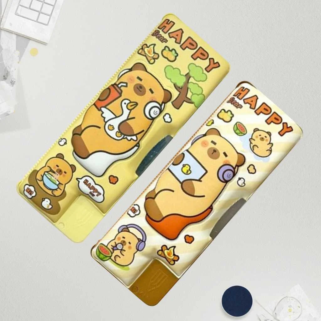 Capybara Magnetic Pencil Box - Cute Double Compartment Stationery Set